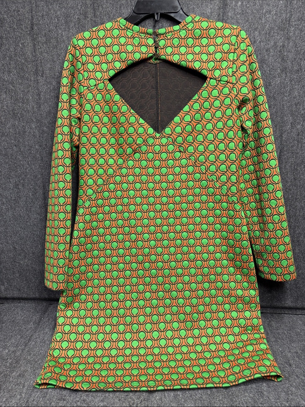 Maeve Green and Brown Geometric Midi Dress - Picture 3 of 7